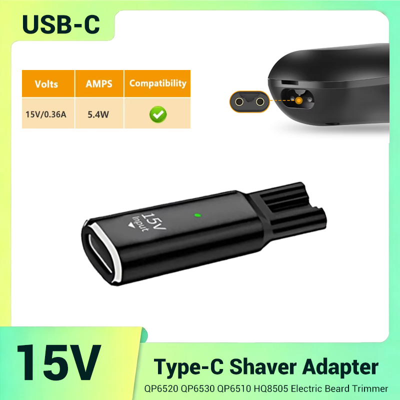 Electric Shaver Rotary - Adattatore di Ricarica Mini USB-C 15V